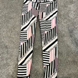Victoria's Secret Black and Pink Striped Leggings